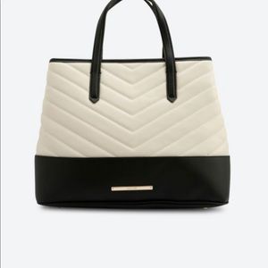 Nine West Black and Cream Quilted Satchel